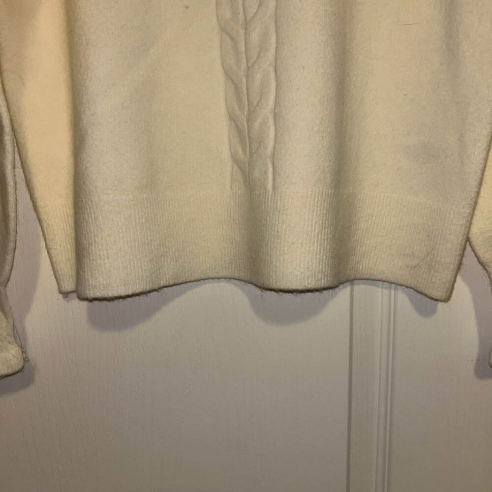 NWT Talbots Ivory Cable Knit Crewneck Sweater Woman's size XLP - Picture 6 of 8